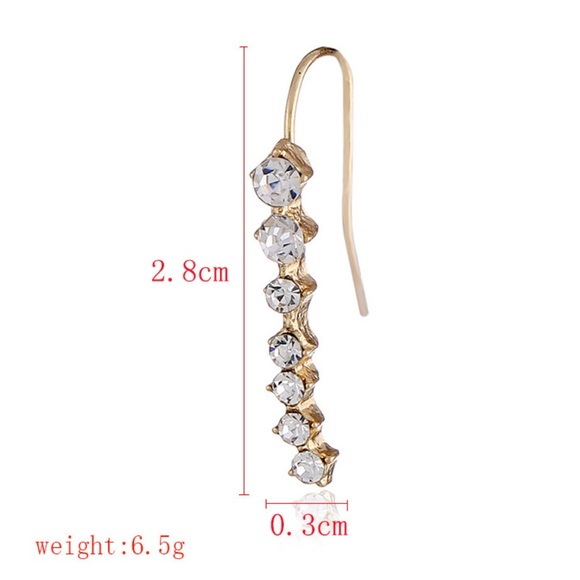 Silver Rhinestone Ear Climbers - Picture 7 of 7